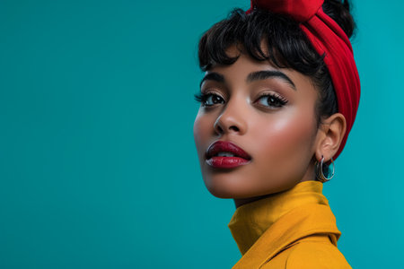 Young woman portrait posing against a clean background with copyspace for textの素材