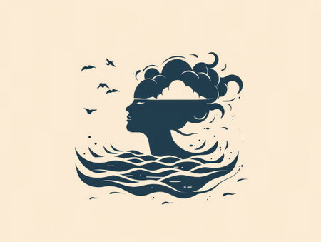 Abstract silhouette of a womanの素材