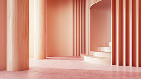 Modern room interior composition in peach colorの素材