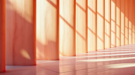 Modern room interior composition in peach colorの素材