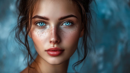 Portrait of a young woman with an intense lookの素材