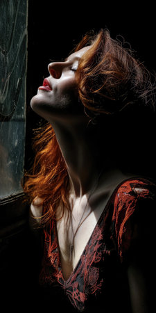 Portrait of s young in a dreamy state in a scene filled with natural lightの素材