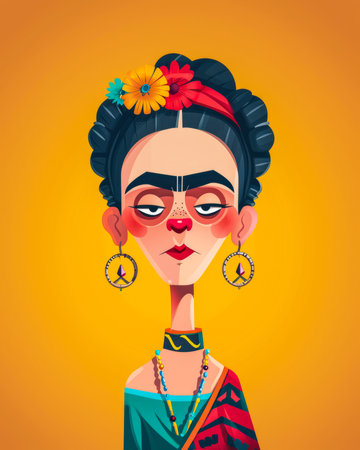 Colorful and funny Illustration of a Womanの素材