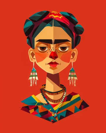 Colorful and funny Illustration of a Womanの素材