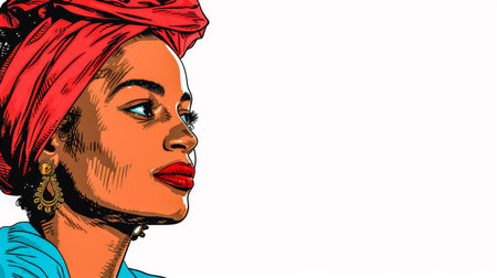 Pop art illustration of a 50s latin womanの素材