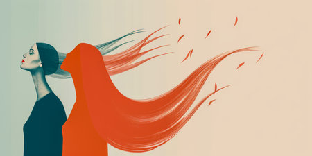 Woman illustration celebrating her vivacity, beauty, strength, diversity and self loveの素材