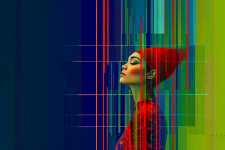 Woman illustration celebrating her vivacity, beauty, strength, diversity and self loveの素材