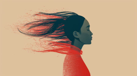 Woman illustration celebrating her vivacity, beauty, strength, diversity and self loveの素材