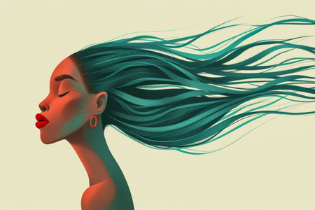 Woman illustration celebrating her vivacity, beauty, strength, diversity and self loveの素材