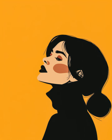 Minimalist woman illustration with copyspace for textの素材