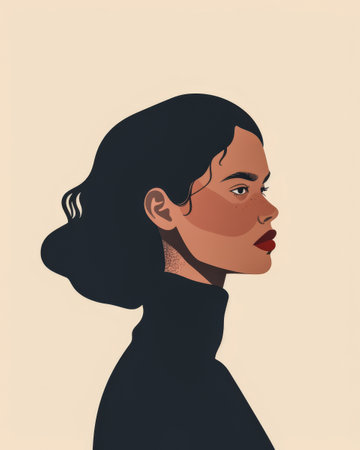 Minimalist woman illustration with copyspace for textの素材