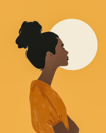 Minimalist woman illustration with copyspace for textの素材