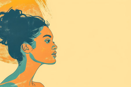 Minimalist woman illustration with copyspace for textの素材