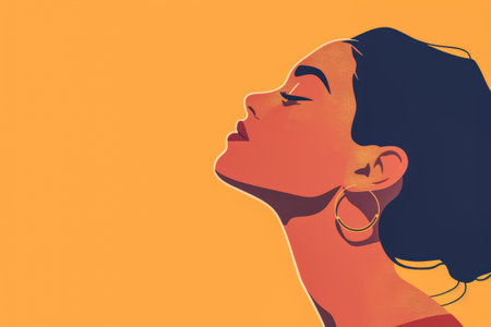 Minimalist woman illustration with copyspace for textの素材
