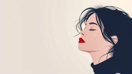 Minimalist woman illustration with copyspace for textの素材
