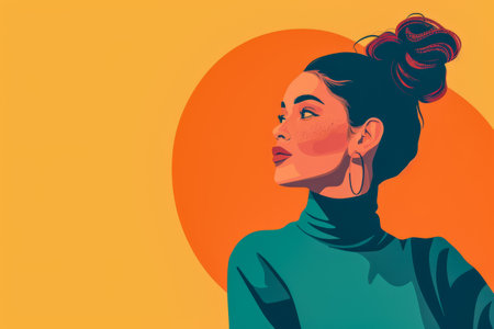 Minimalist woman illustration with copyspace for textの素材