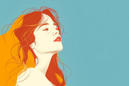 Minimalist woman illustration with copyspace for textの素材