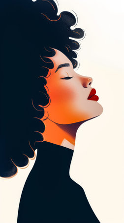 Minimalist woman illustration with copyspace for textの素材