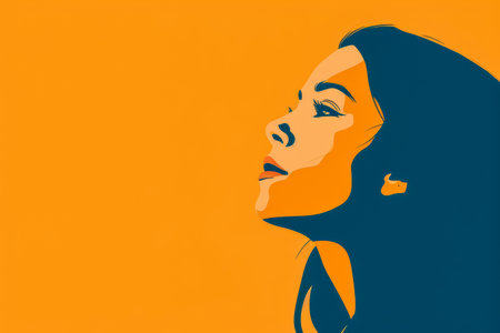 Minimalist woman illustration with copyspace for textの素材