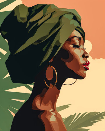 illustration of a woman created by Malika Favre isolated from a copy space background for text --ar 4:5 --style raw Job ID: 96dff04a-28ad-4c13-925d-ab44a3cbab34の素材