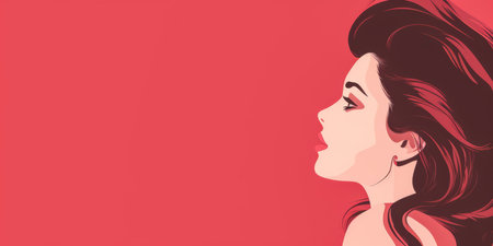 illustration of a woman created by Malika Favre isolated from a copy space background for text --ar 2:1 --style raw Job ID: 593048ab-5721-4930-99ac-fb57dd645e96の素材
