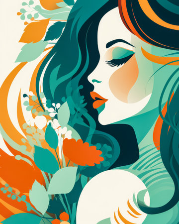 illustration of a woman created by Malika Favre isolated from a copy space background for text --ar 4:5 --style raw Job ID: 1c662880-747a-47ff-b7c9-7c82daeb6b2fの素材