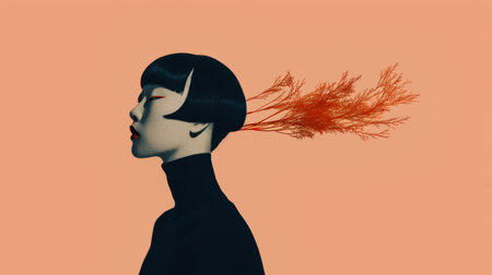 Abstract woman illustration with copyspace for textの素材