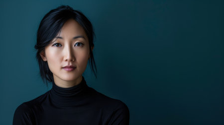 Asian woman portrait isolated on a copy space color background for textの素材