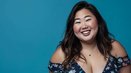 Confident curvy Asian woman portraitの素材
