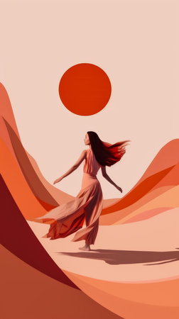 Abstract woman illustration with copyspace for textの素材