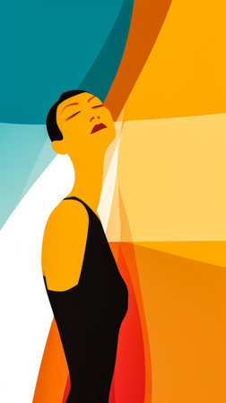 illustration of a woman created by Malika Favre isolated from a copy space background for text --ar 9:16 --style raw Job ID: 67d9c62f-e0f5-4774-8c18-ab733be32d7aの素材