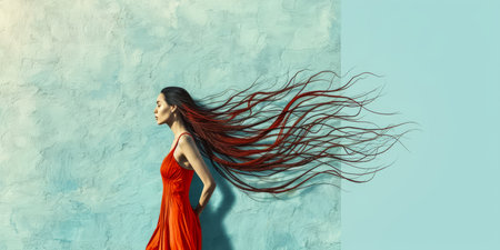 Woman illustration celebrating her vivacity, beauty, strength, diversity and self loveの素材