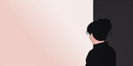 Vintage background design of a woman in abstract style with space for textの素材