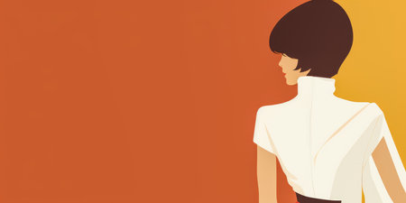 Vintage background design of a woman in abstract style with space for textの素材