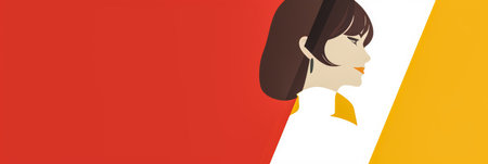 Vintage background design of a woman in abstract style with space for textの素材