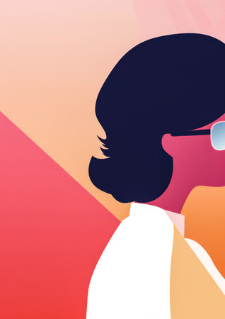 Vintage background design of a woman in abstract style with space for textの素材