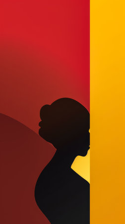 Vintage background design of an African woman in abstract style with space for textの素材