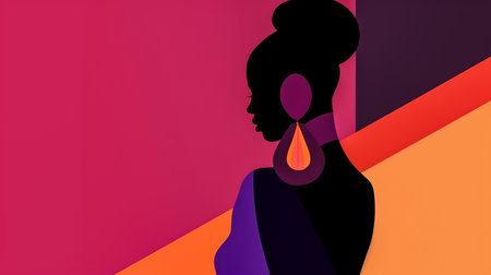 Vintage background design of an African woman in abstract style with space for textの素材