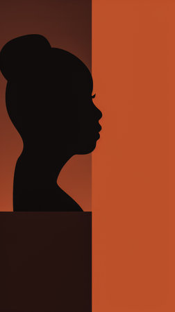 Vintage background design of an African woman in abstract style with space for textの素材