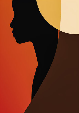 Vintage background design of an African woman in abstract style with space for textの素材
