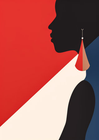 Vintage background design of an African woman in abstract style with space for textの素材