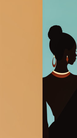 Vintage background design of an African woman in abstract style with space for textの素材