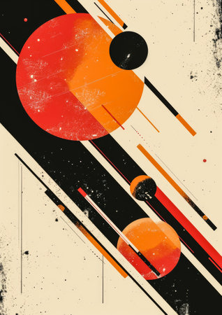 Retrofuturistic advertising poster illustration with vibrant colorsの素材