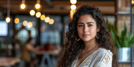 Latin businesswoman portrait at her officeの素材