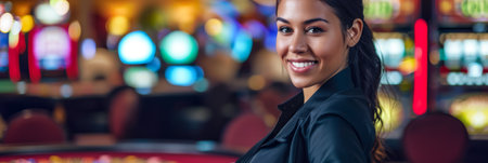 Sexy woman at a casino having funの素材