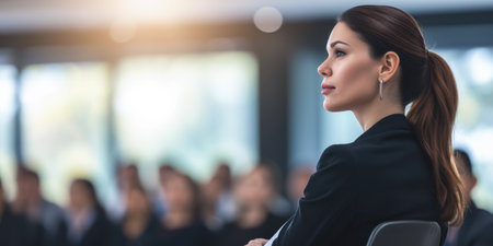 Young businesswoman in a shareholder meetingの素材
