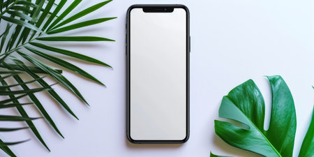 Modern mobile phone isolated with a white copy space screenの素材