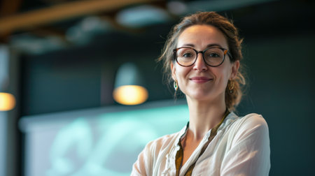 Businesswoman during a trining courseの素材