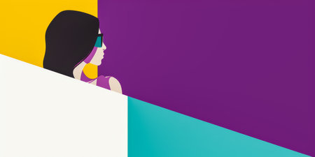 Vintage background design of a woman in abstract style with space for textの素材