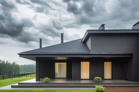 Facade of a luxury and modern new houseの素材